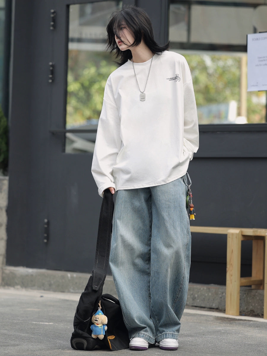 【Oneblue Shop】2025春秋/ゆったり/ストレートデニムパンツ /Straight Denim Pants Ls2412312