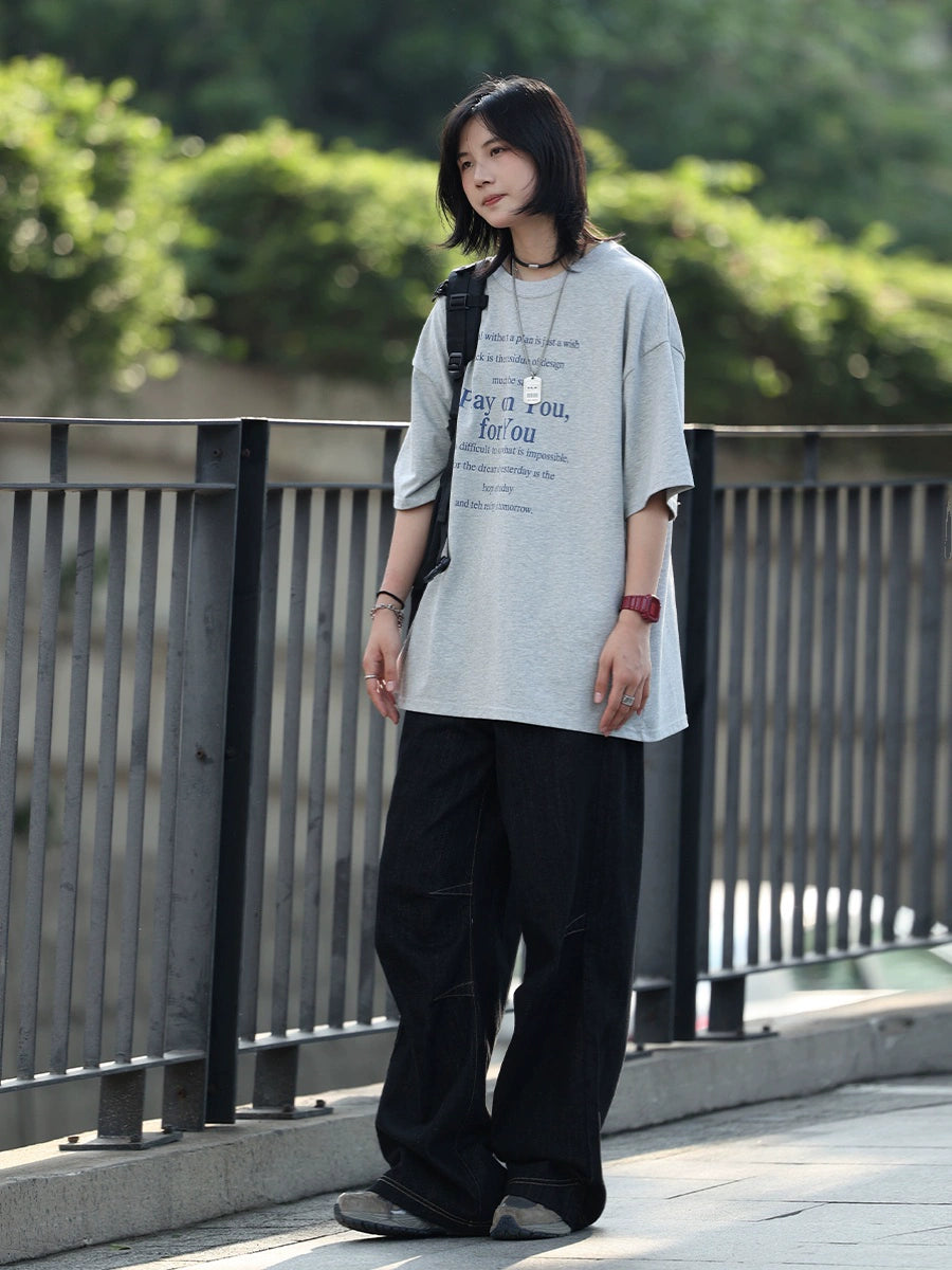 【Oneblue Shop】デニムルーズフィットワイドパンツ - Pants LS22406199