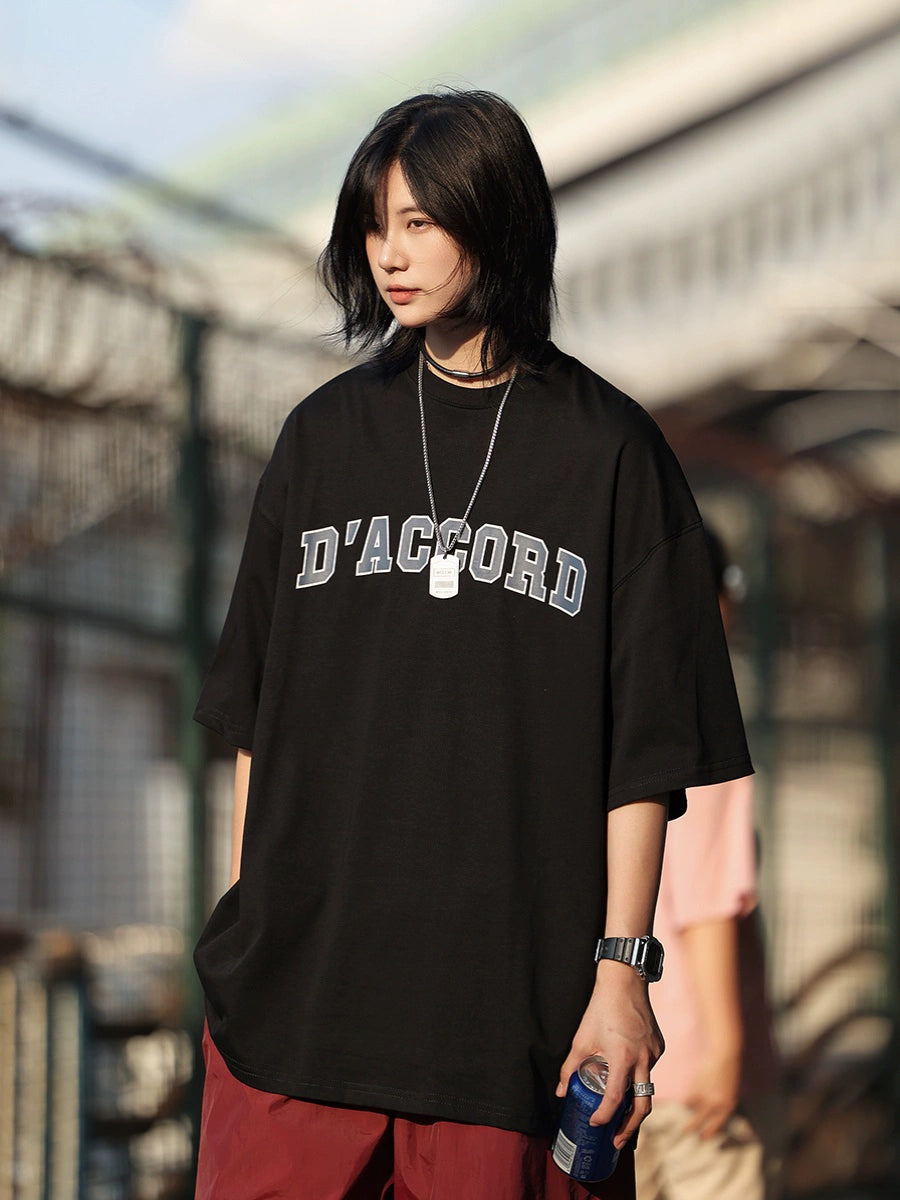 【Oneblue Shop】カラフルな文字プリントTシャツ -T-shirt LS2406264