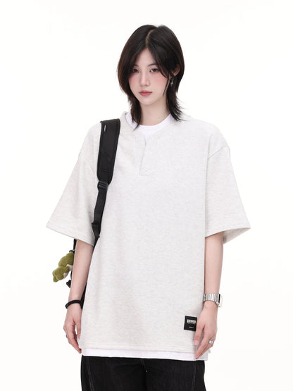 【Oneblue Shop】レイヤード着こなし◎/半袖Tシャツ/シンプルデザイン/夏コーデ LS250504