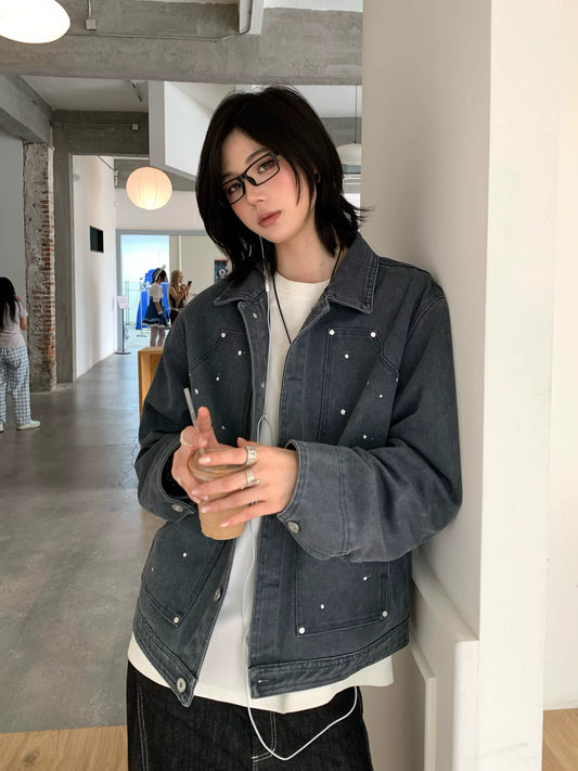【Oneblue Shop】スプラッターポケットウォッシュデニムジャケット / SPLATTER POCKET WASHED DENIM JACKET 26982