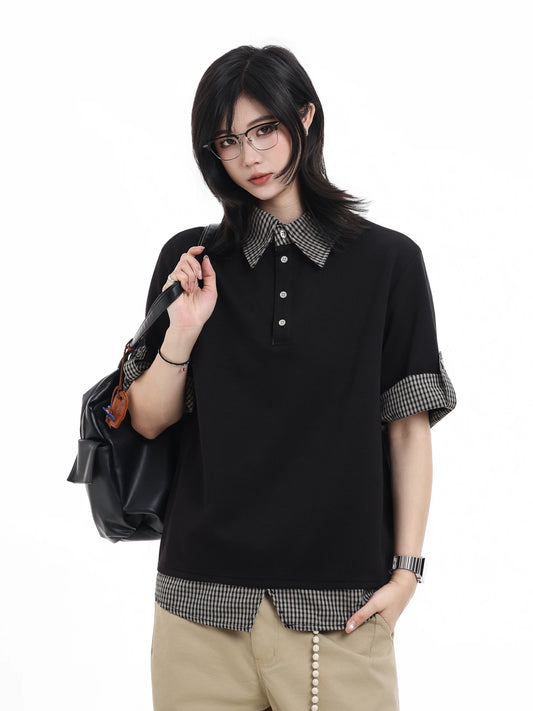 【Oneblue Shop】レイヤードカラー プルオーバートップス / Layered Collar Pullover Top LS260325