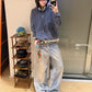 【Oneblue Shop】Vラインウォッシュルーズフーディー / V-LINE WASHED LOOSE HOODIE 260989