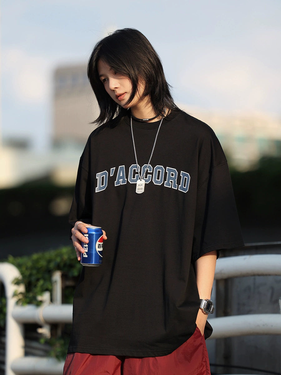 【Oneblue Shop】カラフルな文字プリントTシャツ -T-shirt LS2406264