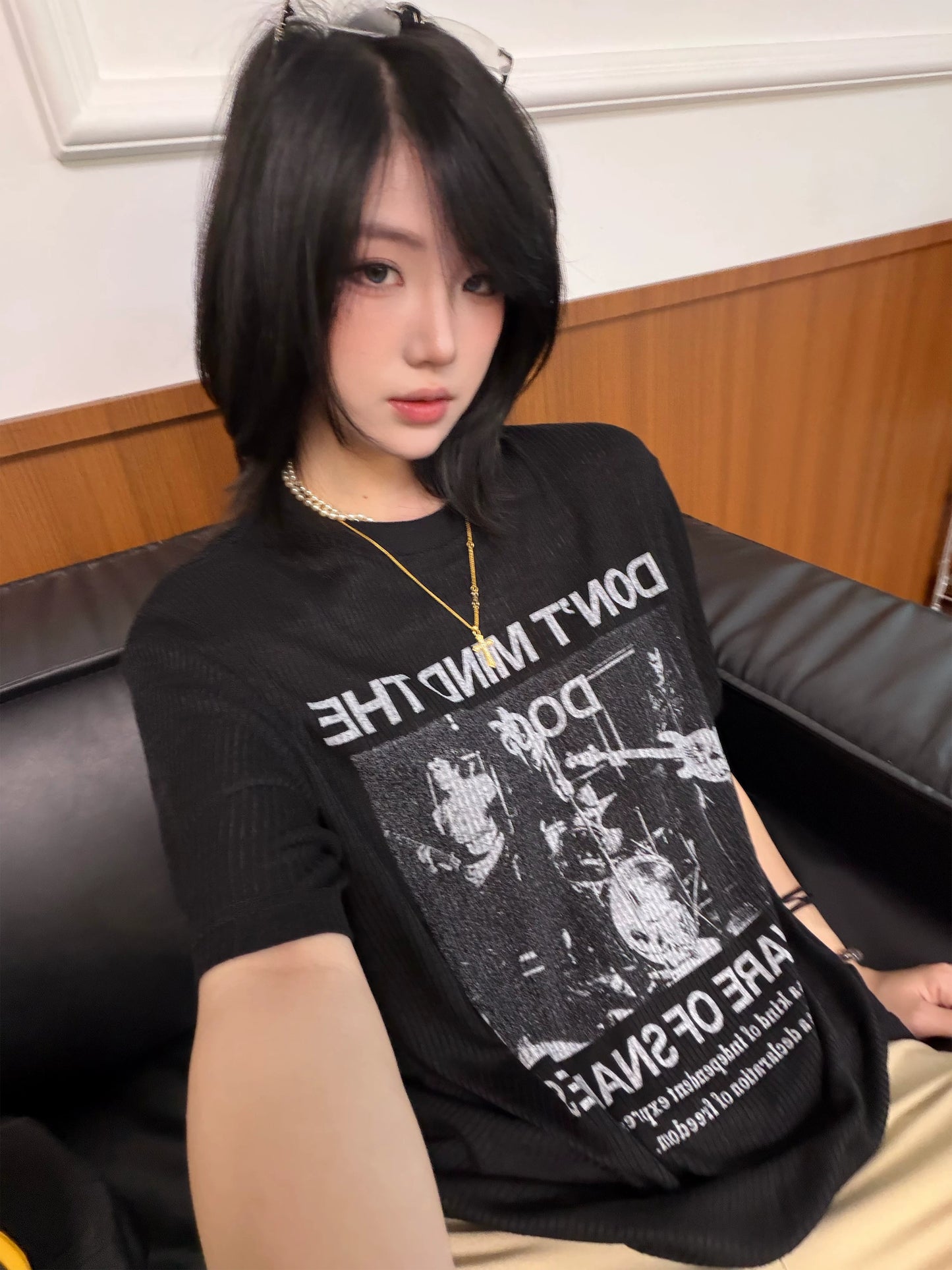 【Oneblue Shop】アメカジ グラフィックプリント 半袖 Tシャツ（2Colors）241985