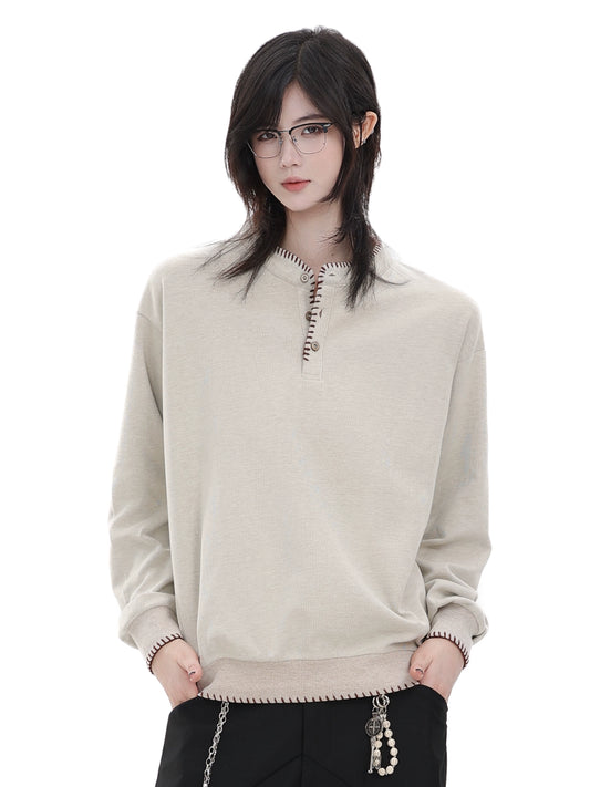 【Oneblue Shop】ヘンリーネック/スウェット/長袖 LS2508201