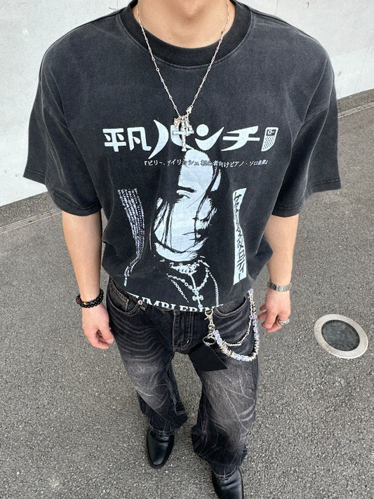 【Oneblue Shop】ヴィンテージ風◎/プリントTシャツ/半袖/オーバーサイズ/夏コーデ  LS2505061