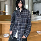 【Oneblue Shop】ダブルポケットフードチェックシャツ / DOUBLE POCKET HOODED PLAID SHIRT 260985
