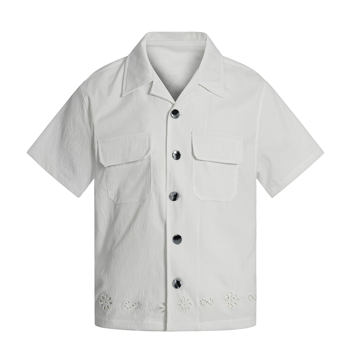 【Oneblue Shop】フラワーカットオープンシャツ / FLOWER CUT OPEN SHIRT NS67125