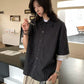 【Oneblue Shop】ストライプ パッチスリーブ シャツ / Contrast Stripe Half Sleeve Shirt NS67122