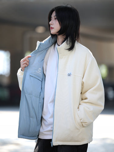 【Oneblue Shop】ダブルフェイスダウンジャケット-90%以上の白いダックダウンがぎっしり詰め込まれている冬服 LS2410021
