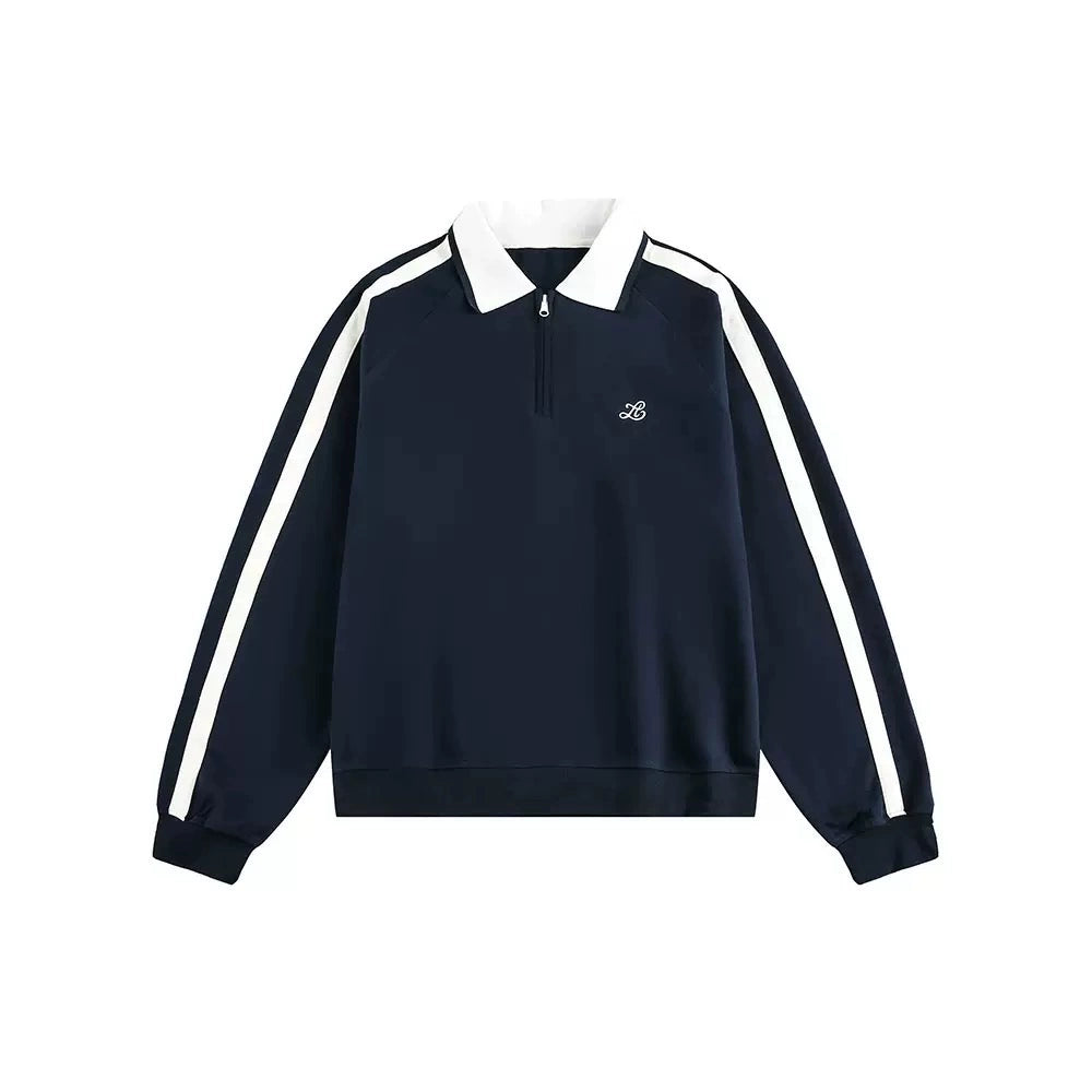 【Oneblue Shop】トラックラインジップポロスウェット / Track Line Zip Polo Sweat LS2510023