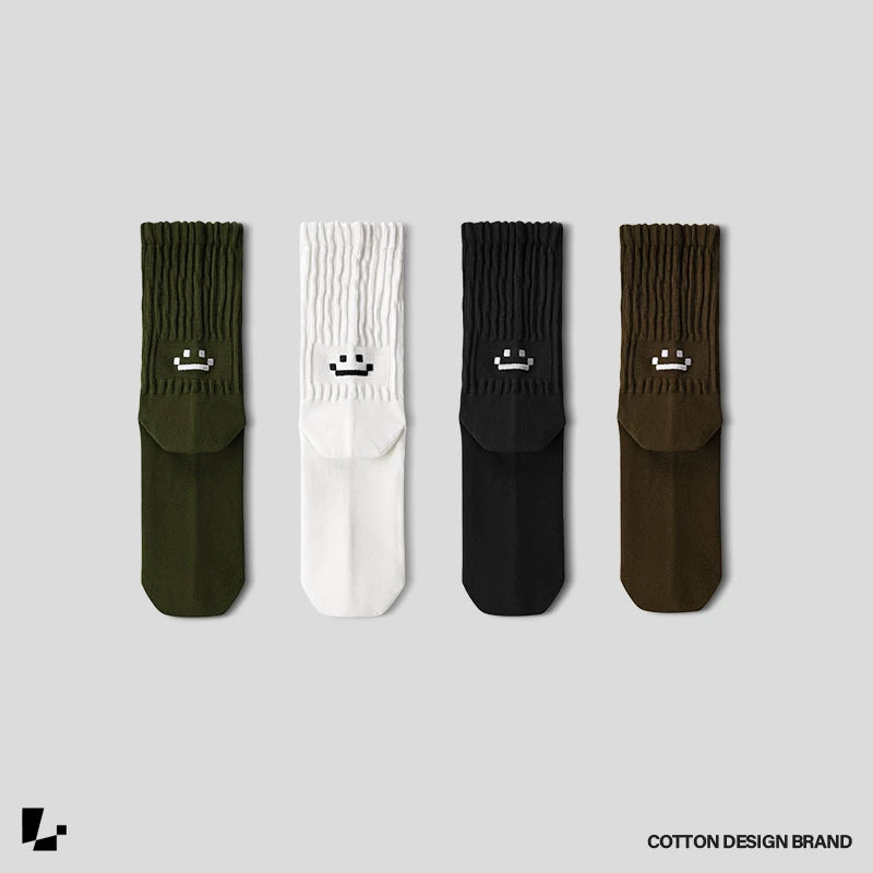 【Oneblue shop】スマイル 刺繍 ソックス（5Colors）240915