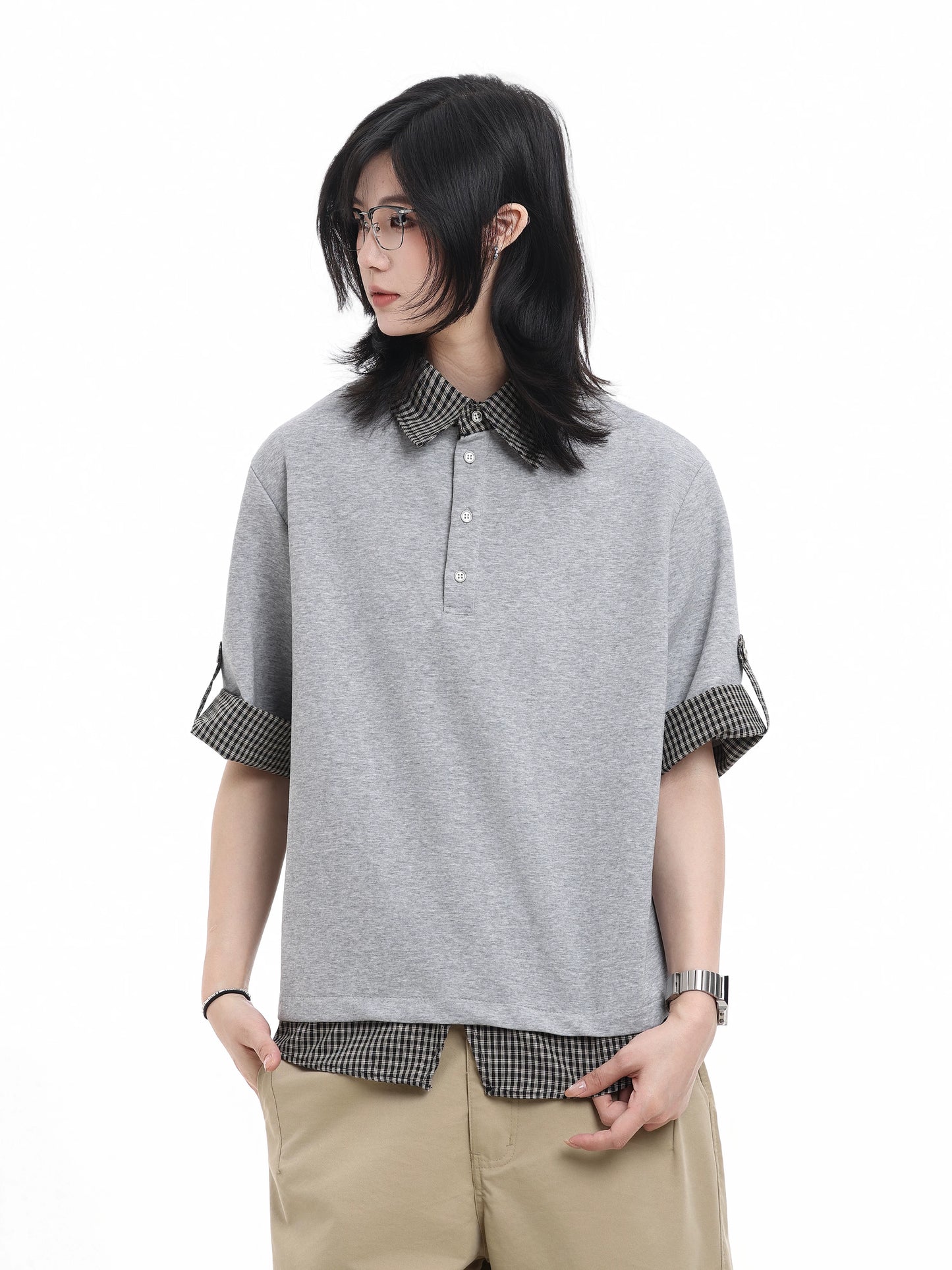 【Oneblue Shop】レイヤードカラー プルオーバートップス / Layered Collar Pullover Top LS260325