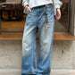 【Oneblue Shop】コントラストフェードワイドデニムパンツ / CONTRAST FADE WIDE DENIM PANTS 260988