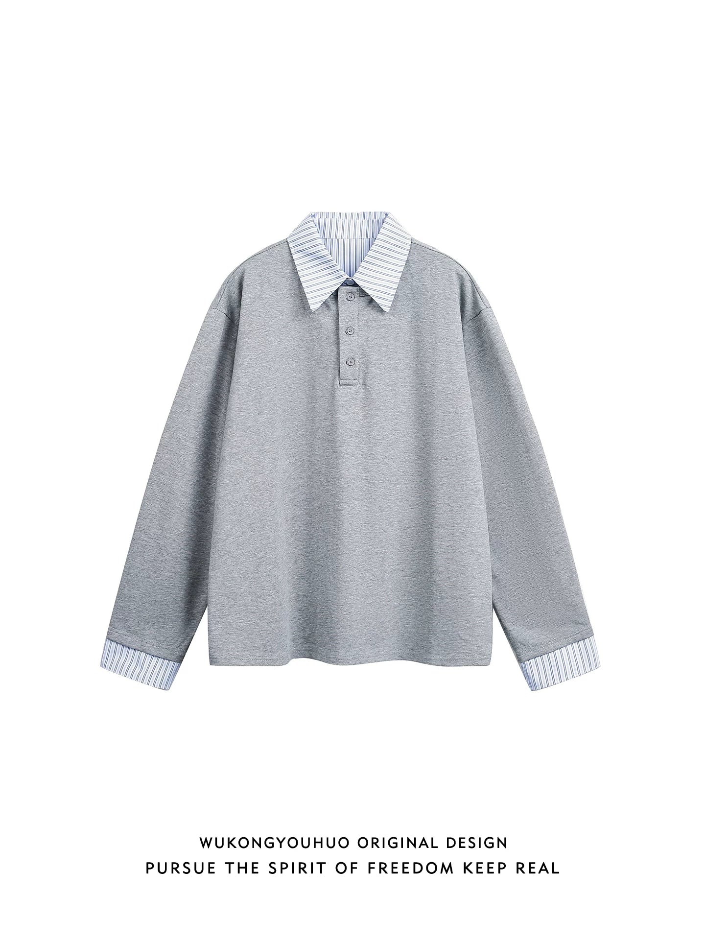 【Oneblue Shop】POLOカラー 長袖 Tシャツ（2Colors）241460