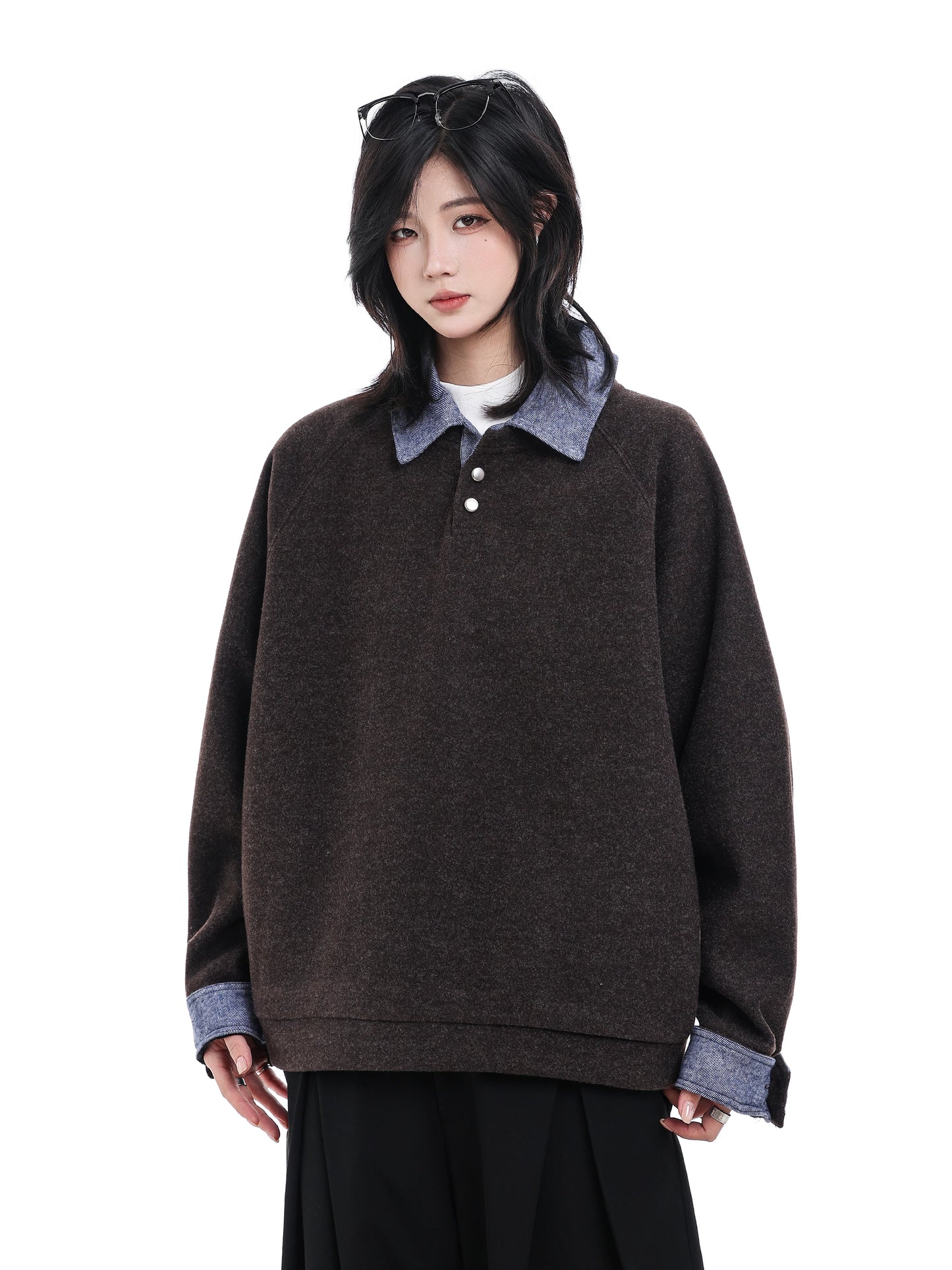 【Oneblue Shop】レイヤードカラー プルオーバートップス / Layered Collar Pullover Top Ls2603252