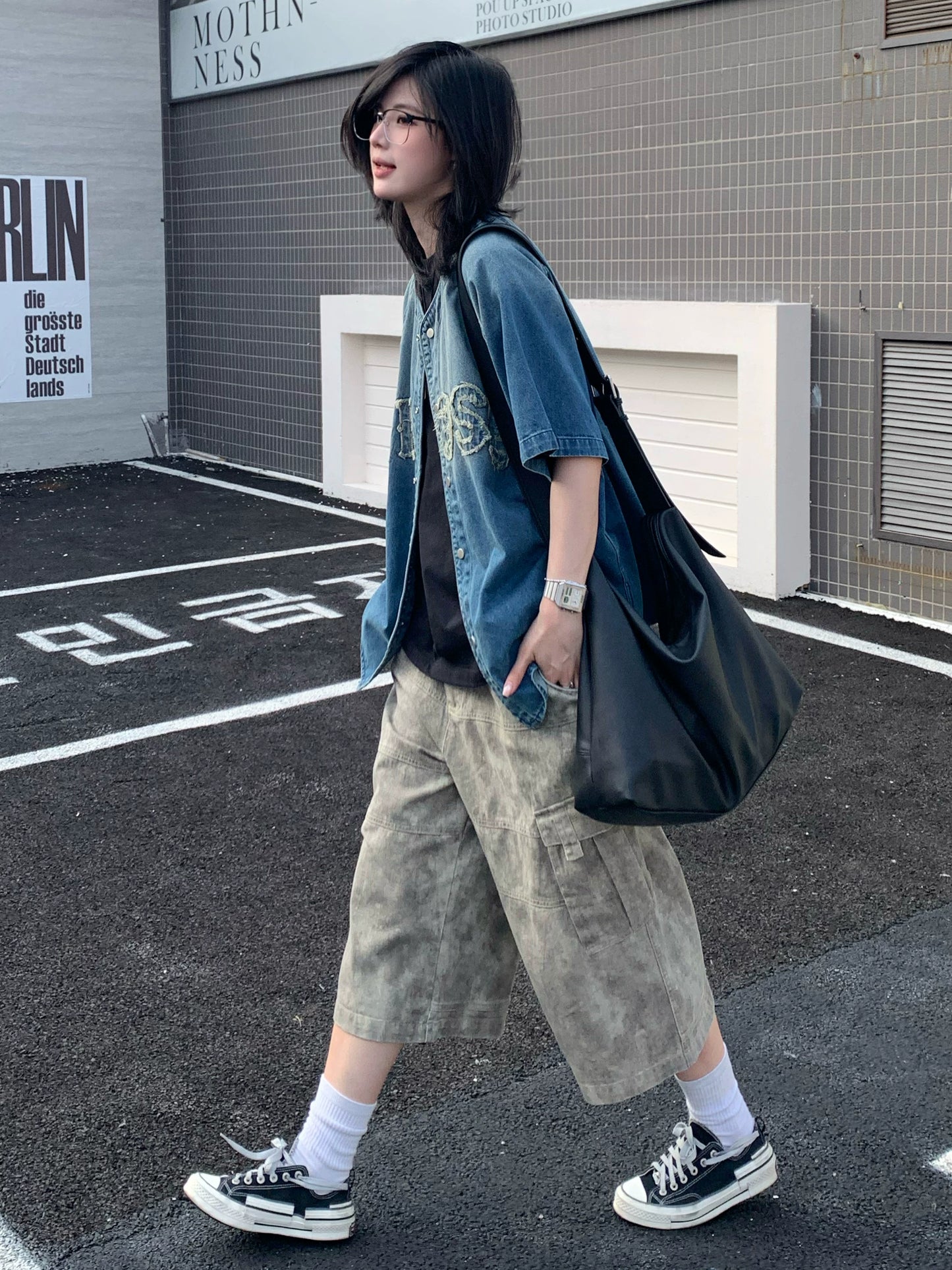 【Oneblue Shop】ヴィンテージデニムベースボールシャツ / VINTAGE DENIM BASEBALL SHIRT NS67126