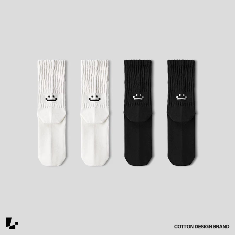 【Oneblue shop】スマイル 刺繍 ソックス（5Colors）240915