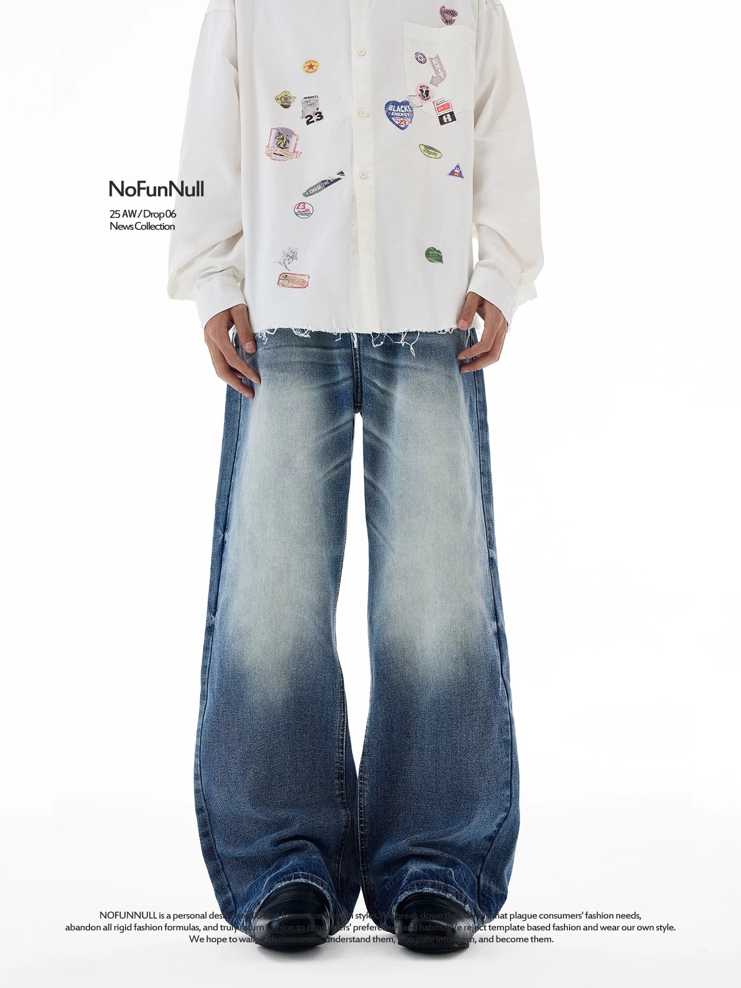 【Oneblue Shop】デニム ワイド Aライン ルーズ パンツ241485