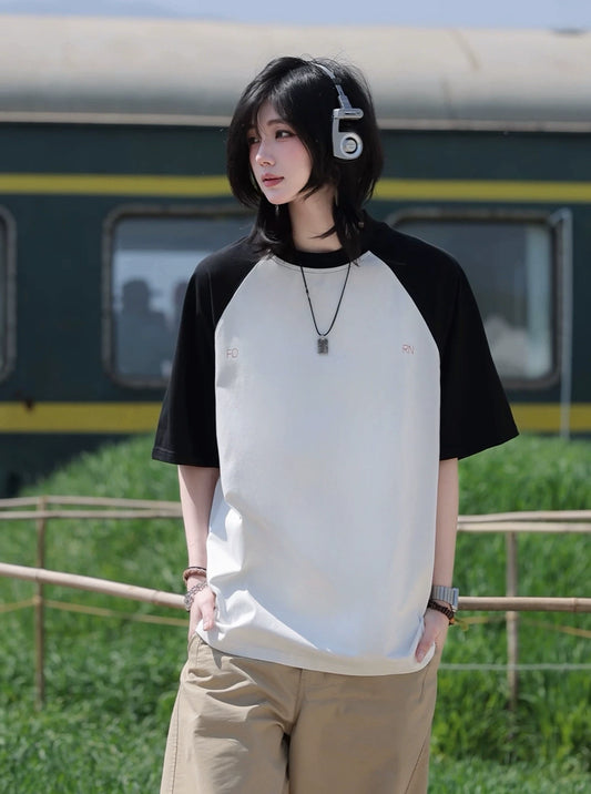 【Oneblue Shop】ラグランコントラスト Tシャツ / Raglan Contrast T-Shirt LS2604091