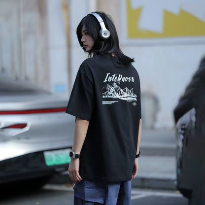 【Oneblue Shop】サマー グラフィックプリント 半袖 Tシャツ（2Colors）241925