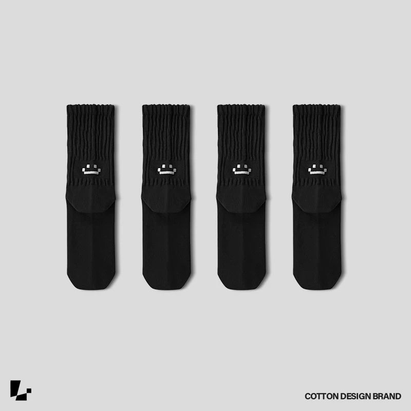 【Oneblue shop】スマイル 刺繍 ソックス（5Colors）240915