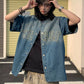 【Oneblue Shop】ヴィンテージデニムベースボールシャツ / VINTAGE DENIM BASEBALL SHIRT NS67126