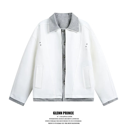 【Oneblue Shop】フェイクレイヤード 襟付き ジャケット（2Colors）241550