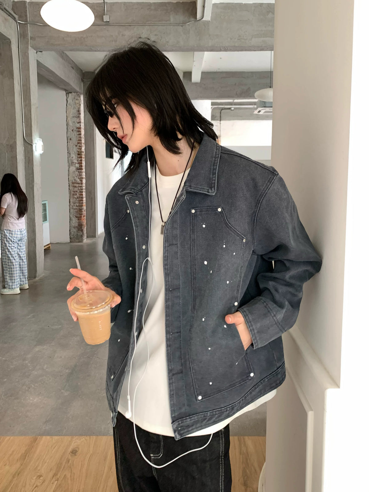 【Oneblue Shop】スプラッターポケットウォッシュデニムジャケット / SPLATTER POCKET WASHED DENIM JACKET 26982