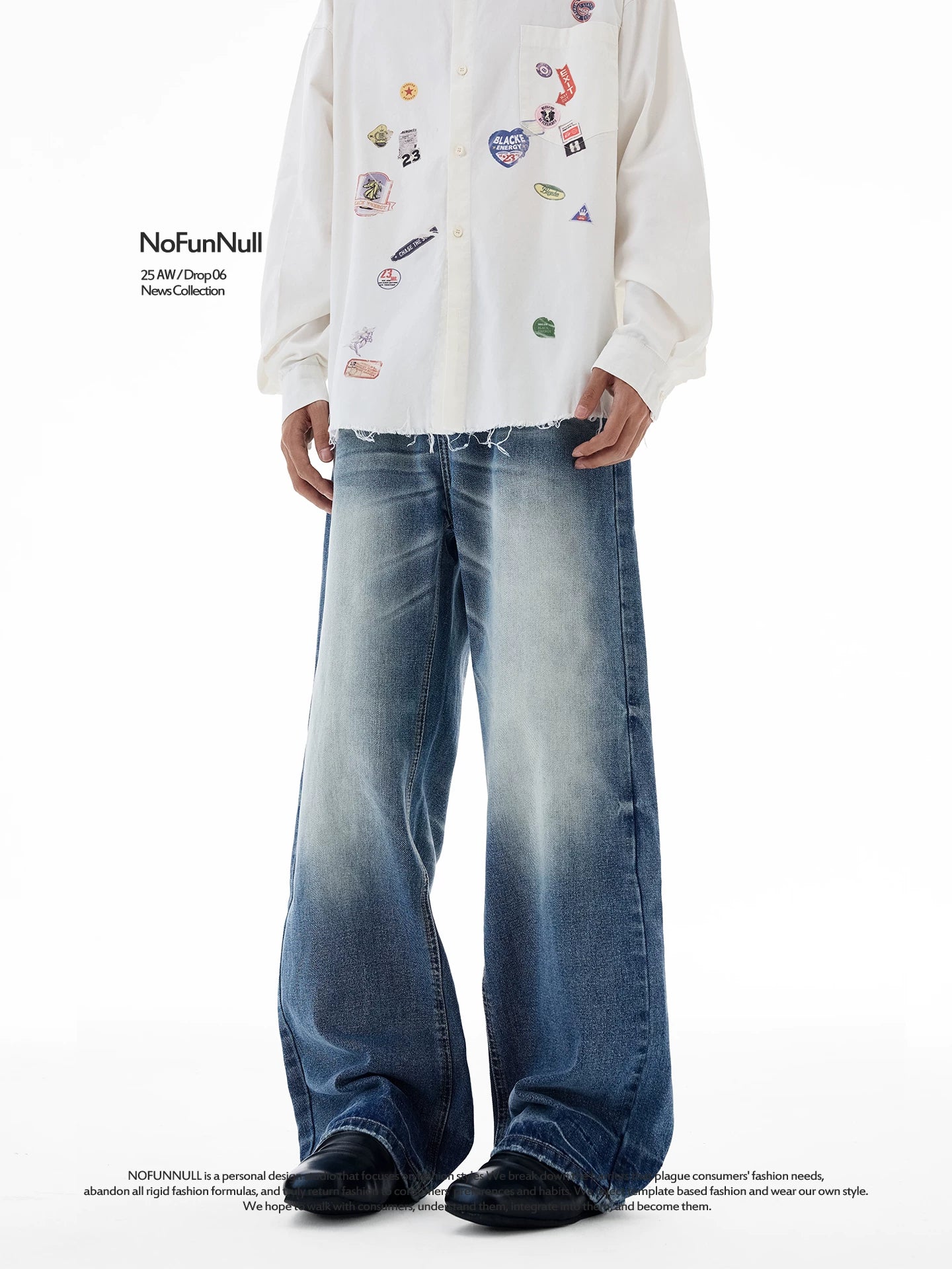 【Oneblue Shop】デニム ワイド Aライン ルーズ パンツ241485