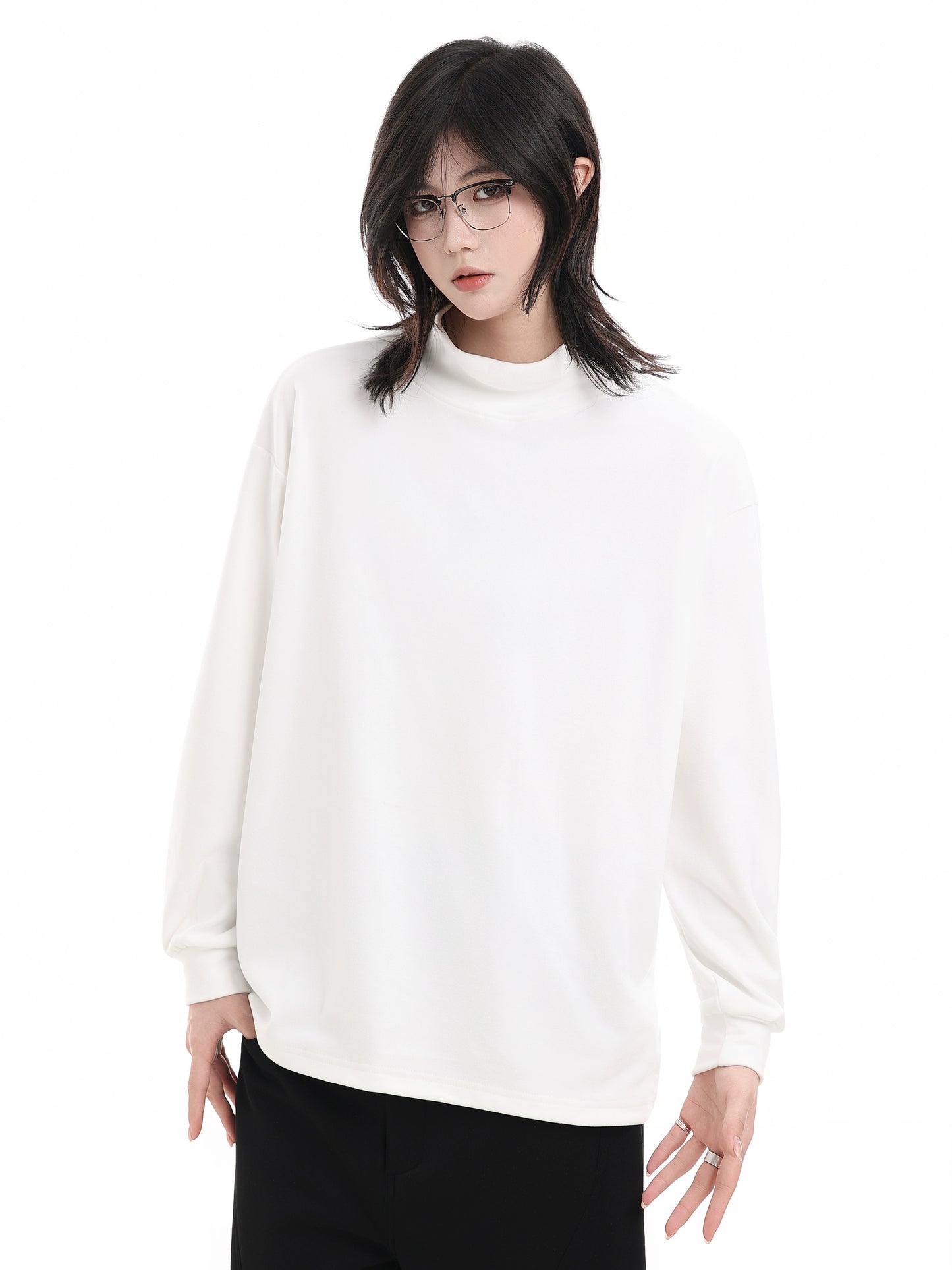 【Oneblue Shop】フリースハイネックロングTシャツ / FLEECE HIGHNECK LONG TEE LS25120401