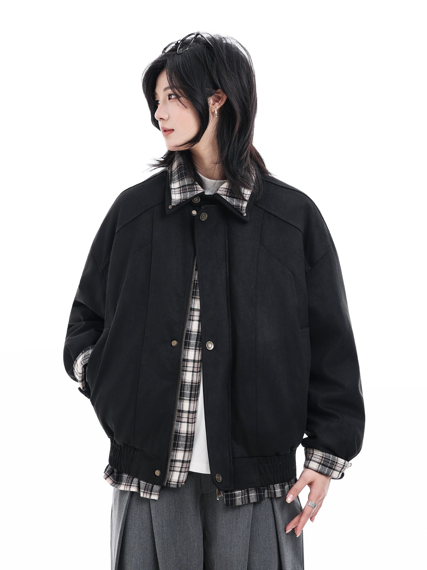 【Oneblue Shop】チェックライニング ダウンジャケット / CHECK LINING DOWN JACKET  LS26010303