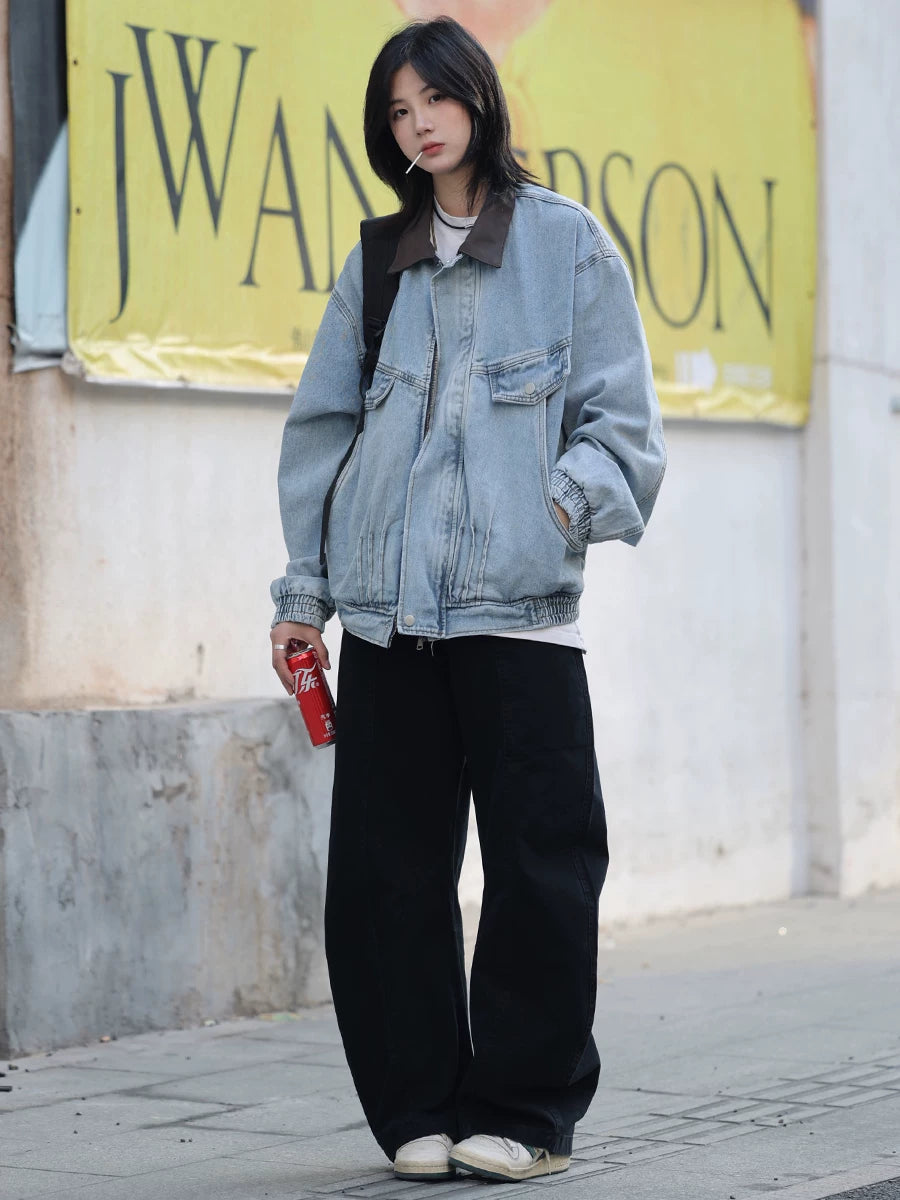 【Oneblue Shop】【UNISEX】オーバーサイズ ルーズ デニムジャケット / ドロップショルダー ワークブルゾンls2601098