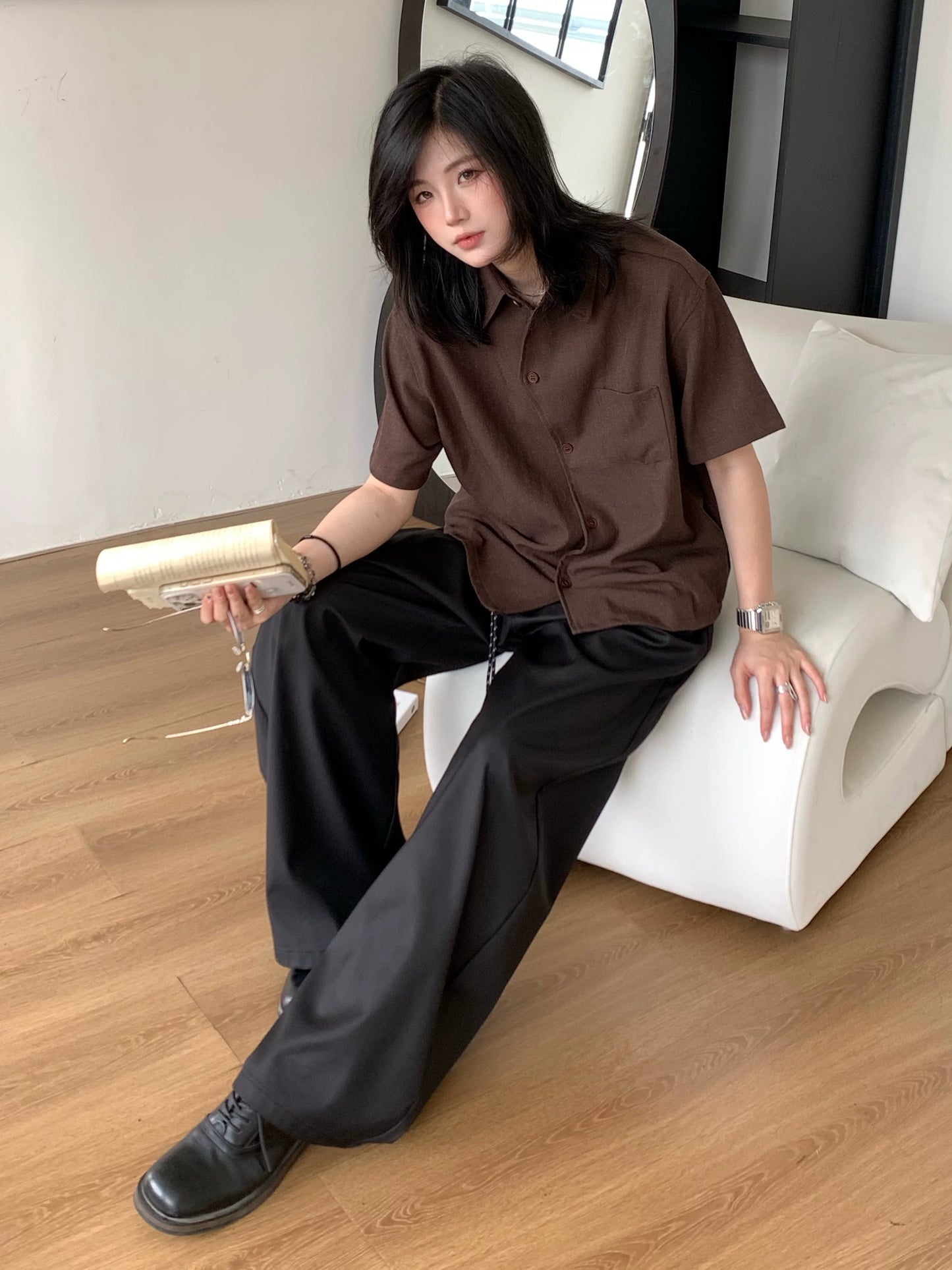 【Oneblue Shop】NCLLW リネンタッチ ルーズシャツ / Linen Touch Loose Shirt 2652301
