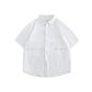 【Oneblue Shop】無地ワークシャツ 半袖 ゆったり 夏 LS060401