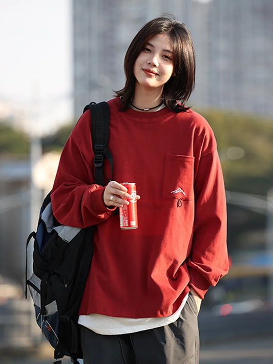 [Oneblue Shop] Cool Neck Sweatshirt Spring ins Long Sleeve Loose LS24001