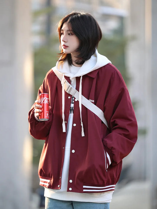 [Oneblue Shop] Collar jacket spring outerwear couple unisex double color jacket LS24403