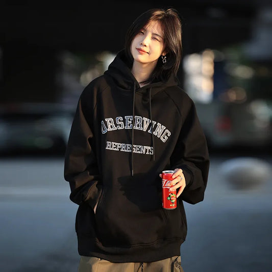 [Oneblue Shop] Hoodie with hat, fleece, autumn/winter, unisex ls112301