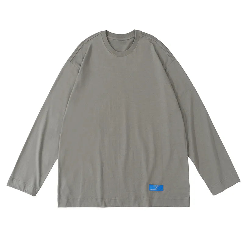[Oneblue Shop] T-shirt 100% Cotton 250g Heavyweight T Long Sleeve Retro Loose Tops