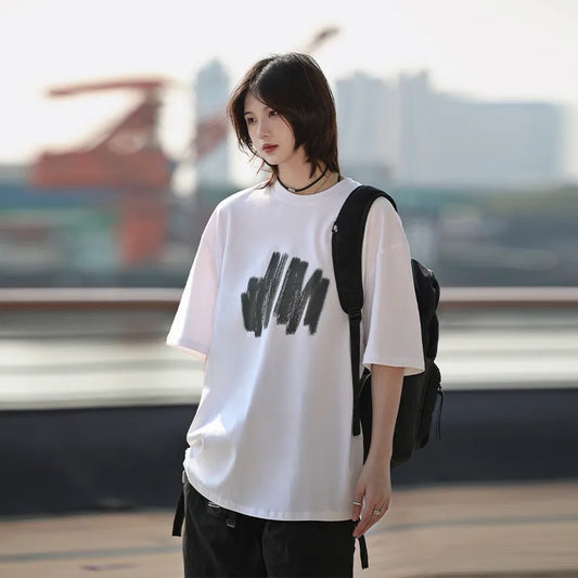 [Oneblue Shop] T-shirt 250g Heavyweight T Short Sleeve Retro Loose Tops LS31201