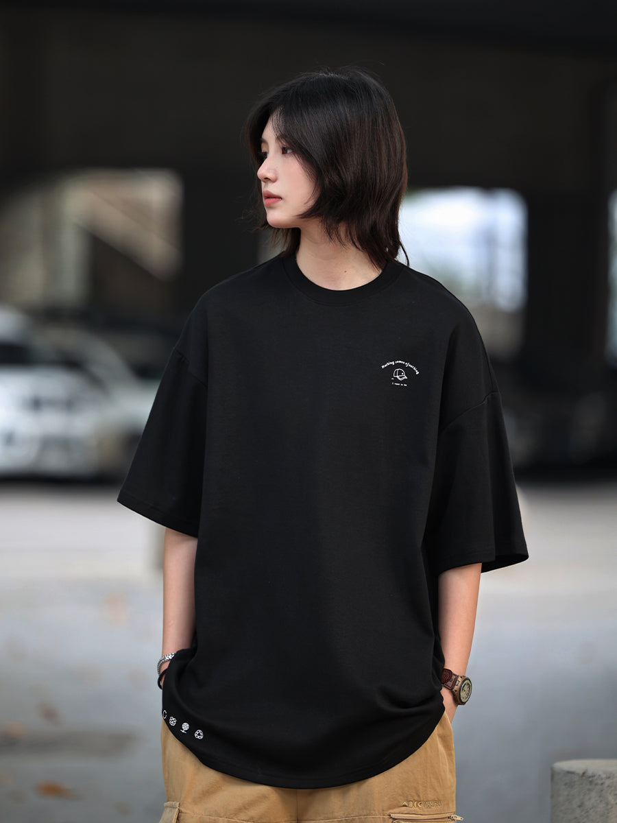 [Oneblue shop] Retro Heavyweight Short Sleeve T-shirt LS049884